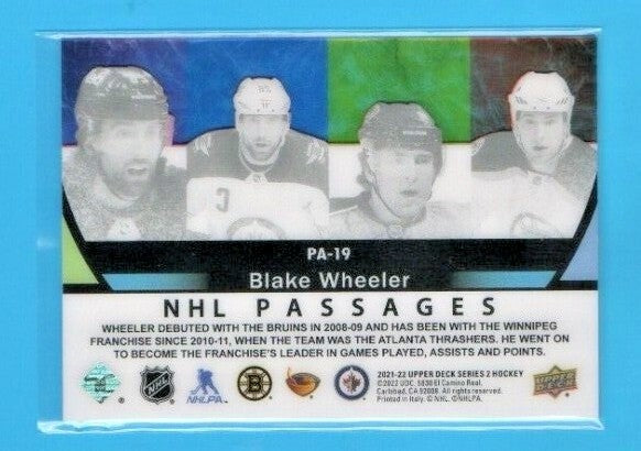 2021-22 Upper Deck Series 2 NHL Passages #PA-19 Blake Wheeler - Winnipeg Jets