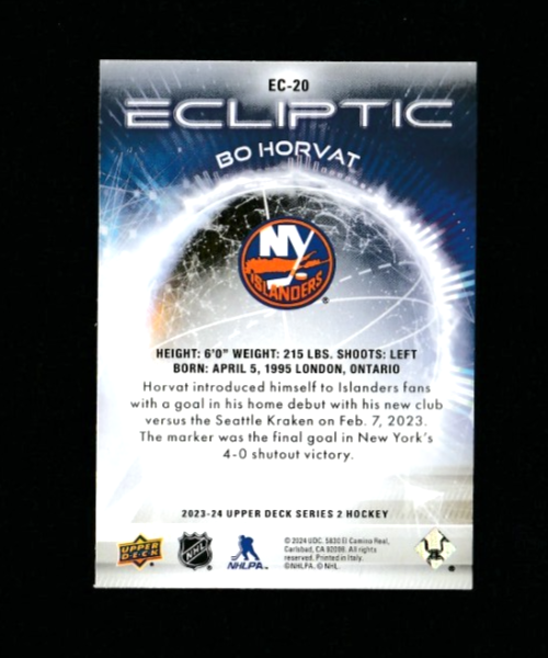 Bo Horvat 2023-24 Upper Deck ECLIPTIC SPARKLE EC-20 Hockey NHL Card NY Islanders
