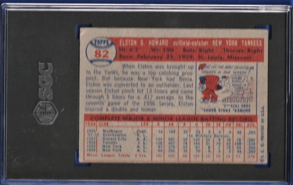 1957 Topps Baseball Card # 82  -   Elston Howard   -   New York Yankees