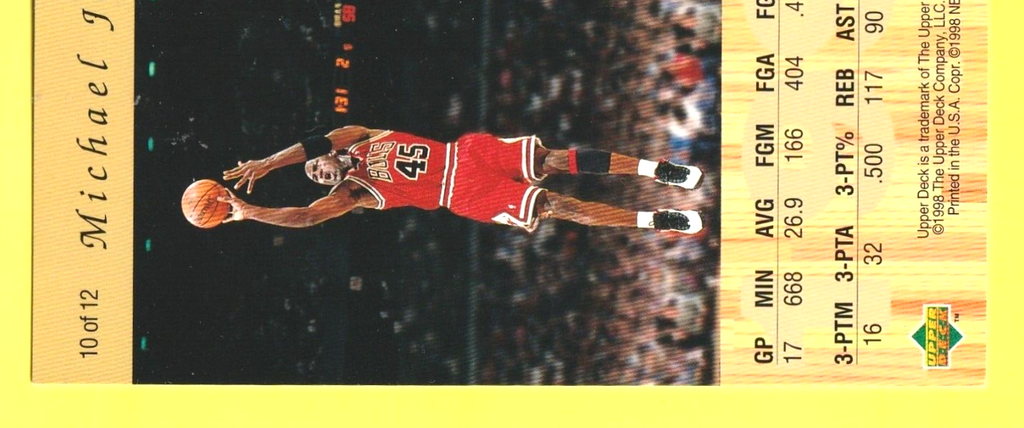 1998 Upper  Deck -  MICHAEL JORDAN  - Gatorade Postcard NBA  10 of 12   -  3.5/5