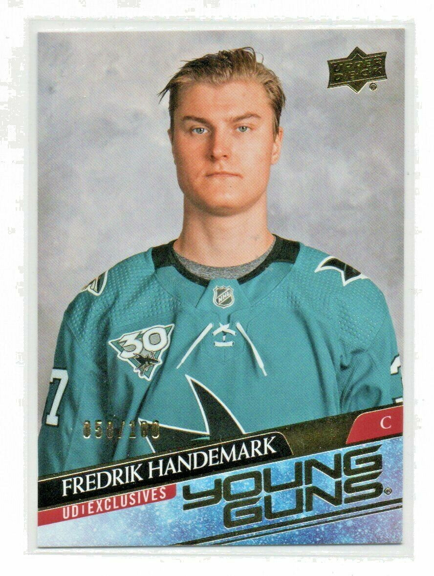 2020-21 UD EXTENDED YOUNG GUNS Exclusives  RC # 711 FREDRIK HANDEMARK  - 058/100