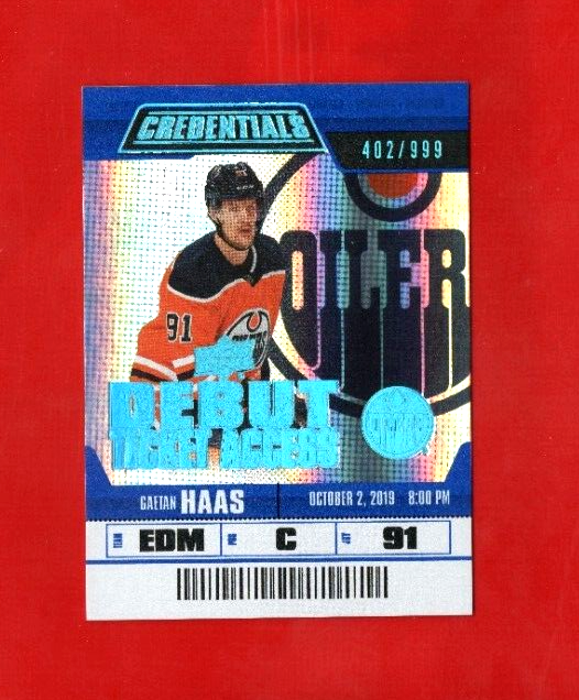 2019-20 Upper Deck Credentials Debut Ticket Access GAETAN HAAS 67 115/999 Rookie