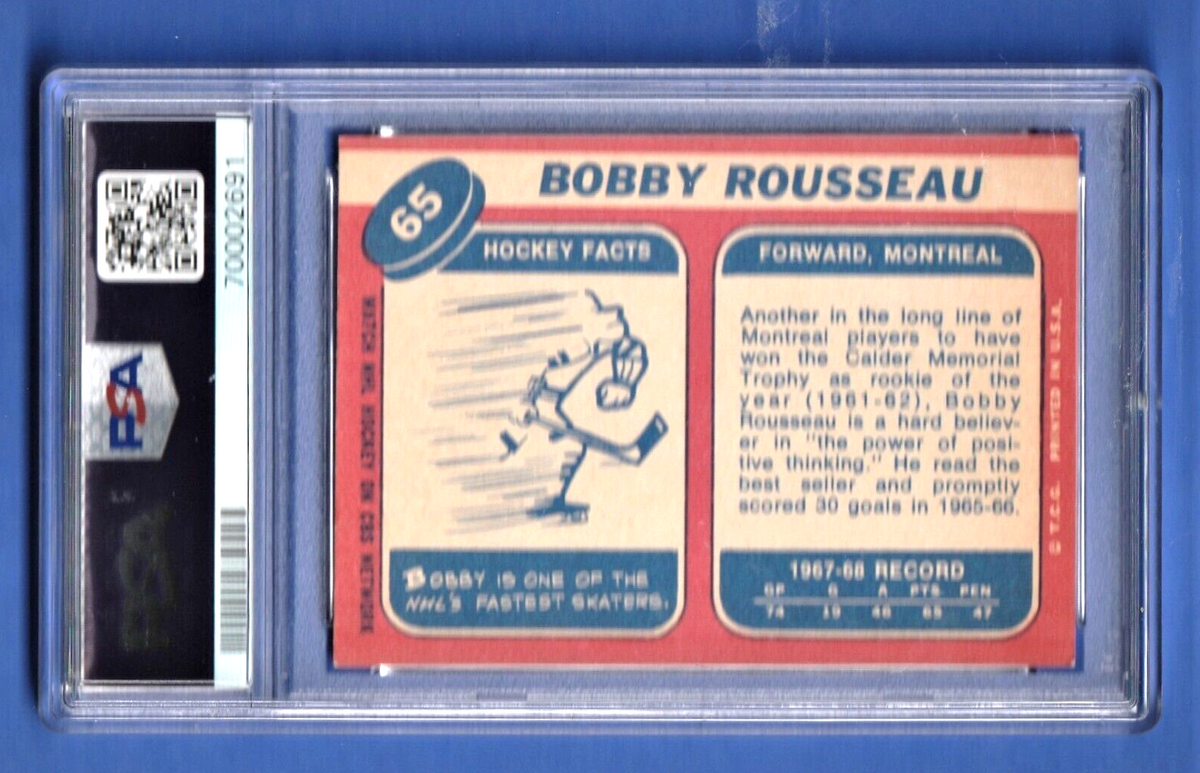 1968 Topps Hockey  -  Bobby Rousseau  #65   -  PSA 4 VGEX  -  Montreal Canadiens