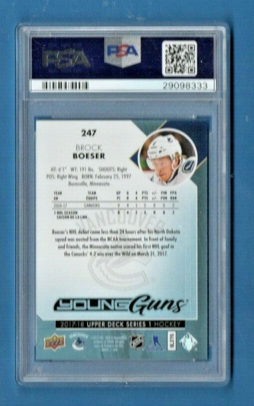 2017 Upper Deck Brock Boeser Young Guns RC Vancouver Canucks Rookie #247 PSA 10 
