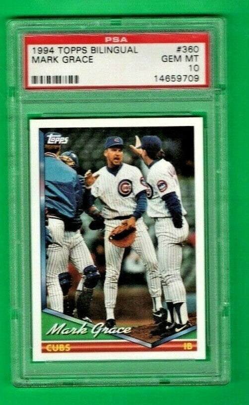 1994 Topps Bilingual Mark Grace Chicago Cubs  Basebal  #360 PSA 10 GEM MT POP 3