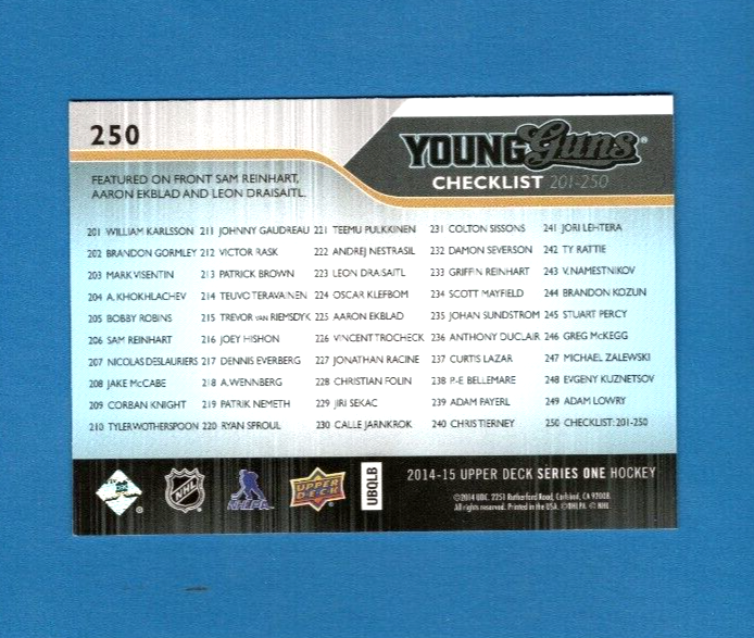 2014-15 Upper Deck Hockey #250 Sam Reinhart/Aaron Ekblad/Leon Draisaitl YG -  CL