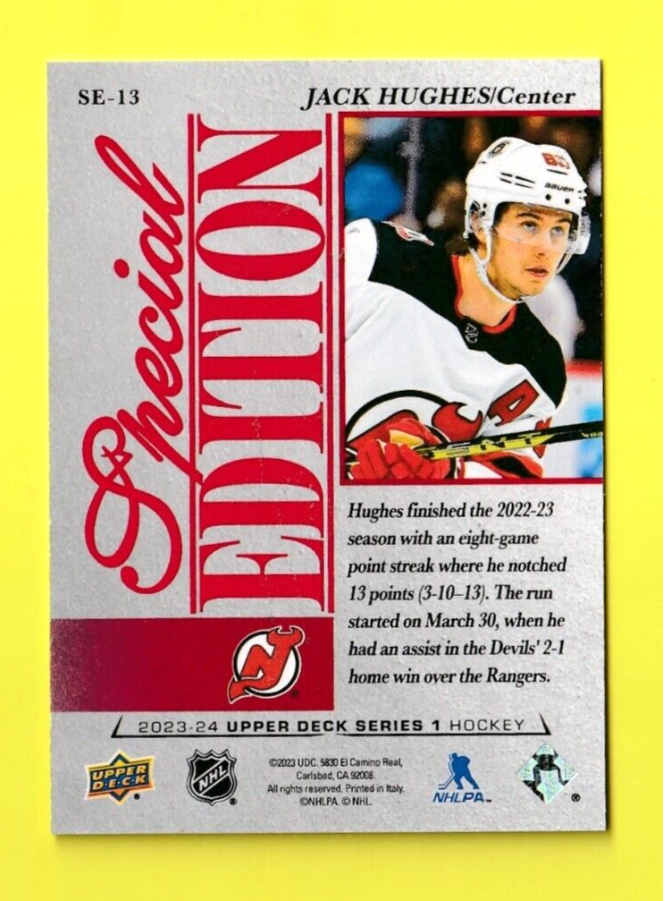 Jack Hughes   2023-24 UD Series 1  -  Special Edition Red    #SE-32   -   Devils