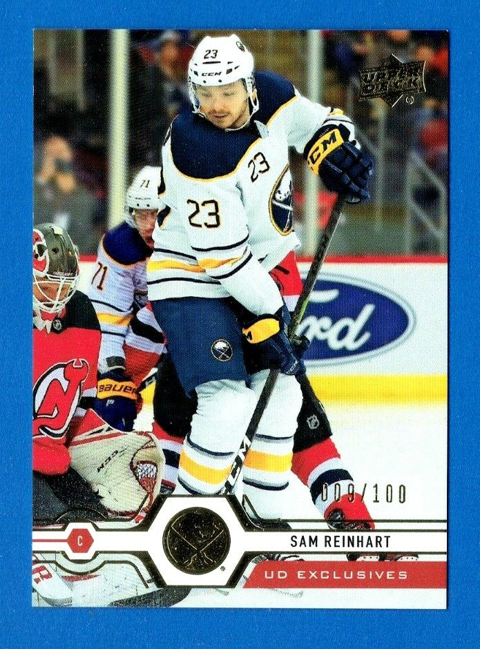2019-20 Upper Deck Series 1 Exclusives #18 Sam Reinhart #/009/100 Buffalo Sabres