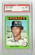 1975 Topps Baseball #321 RUDY MAY New York Yankees Pitcher -PSA 8 NM/MT CENTERED