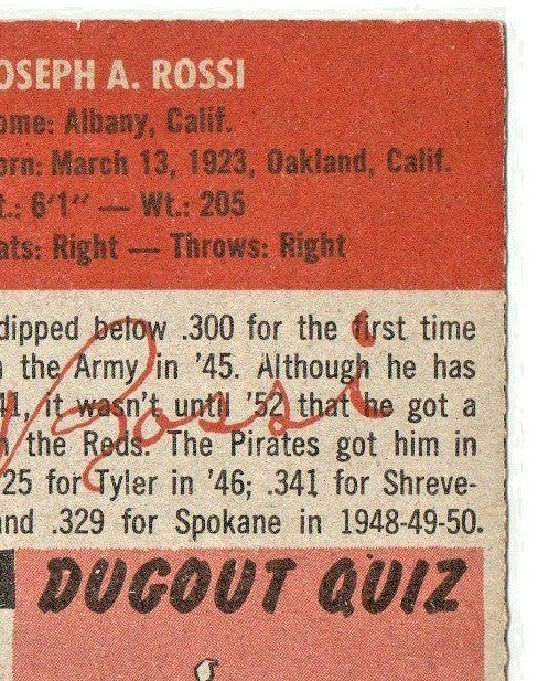 1953 TOPPS # 74 JOE ROSSI  --  PITTSBURGH PIRATES  Catcher  --  VG-EX 