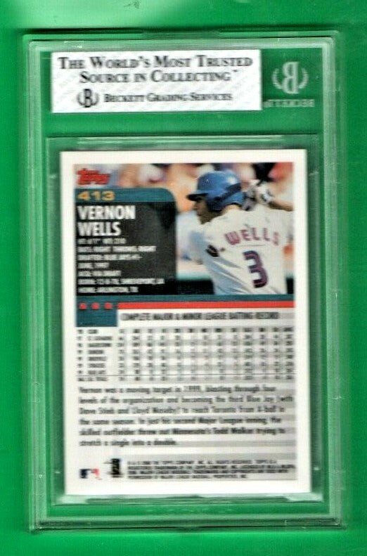 2000 Topps Vernon Wells - Toronto Blue Jays Beckett 8 NM-MT With 2  -  9.5