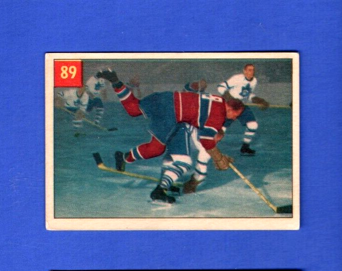 1954-55 Parkhurst  -  Floyd Curry  -  #89 - Montreal Canadiens - Stats Back