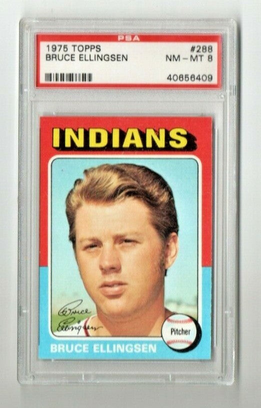  1975 Topps #288 Bruce Ellingsen - ROOKIE card - PSA 8 NM-MT - Cleveland Indians