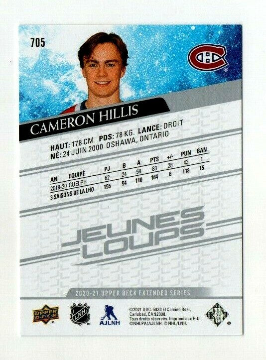 Upper Deck 2020-21 French Young Guns / Jeunes Loups -  CAMERON HILLIS   #705 SP