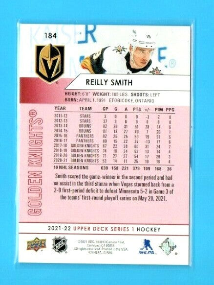 2021-22 Upper Deck Series 1 /100 UD Exclusives Reilly Smith Vegas Golden Knights