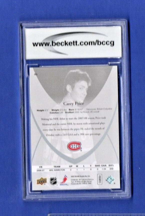 CAREY PRICE Upper Deck ROOKIE CLASS - ROOKIE  #46 BCCG 10 MINT  -  Canadiens #31