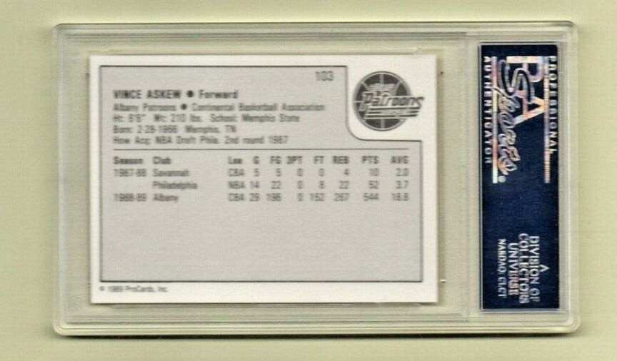 1989-90 ProCards CBA #103 - Vincent Askew - #1  Albany Patroons -  PSA GEM-MT 10