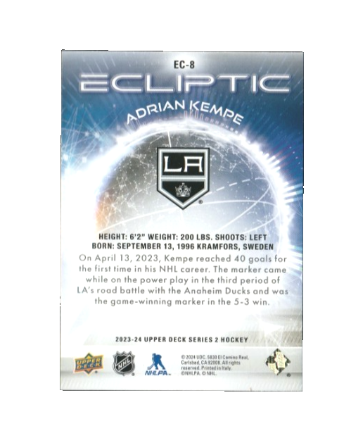 2023-24 UD Upper Deck Series 2  Ecliptic Ec-8  Adrian Kempe  - Los Angeles Kings
