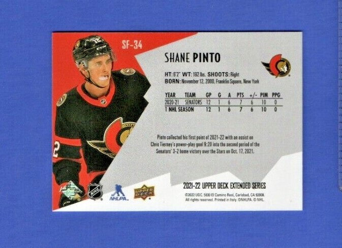 Shane Pinto   2021-22 UD Ext. SPxFinite Radiance Silver #SF-34  1492/2999