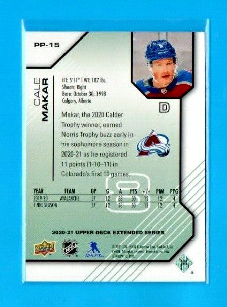 2020-21 Cale Makar UD Extended Series Pros & Prospects 0201/1000 PP-15 Avalanche