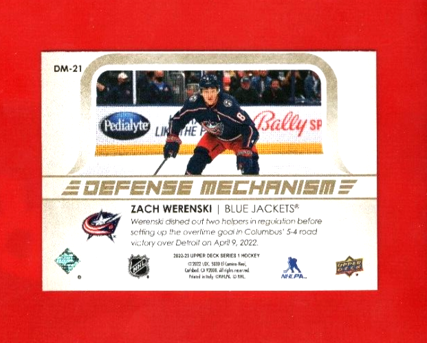 2022-23 Upper Deck Series 1 Defense Mechanism ZACH WERENSKI GOLD  DM-21 Columbus