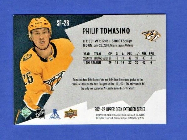 Philip Tomasino   2021-22 UD Ext. SPxFinite Radiance Silver #SF-28  0016/2999