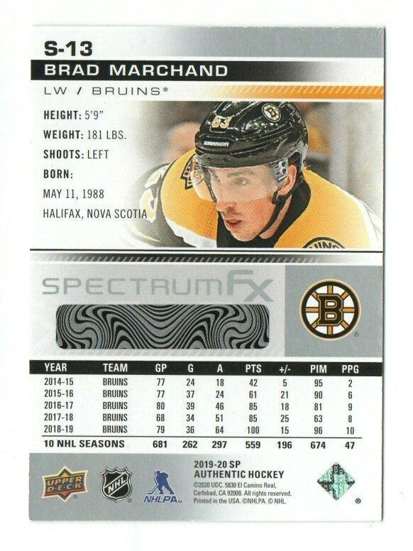 2019-20 SP AUTHENTIC BRAD MARCHAND SPECTRUM FX BOUNTY #S-13 UNSCRATCHED  BRUINS