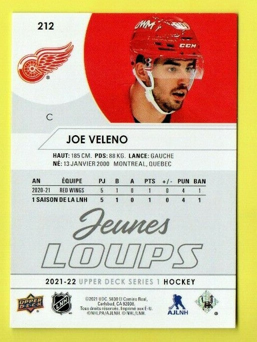  Joe Veleno 2021-22 Upper Deck Young Guns French Jeunes Loups RC Card #212