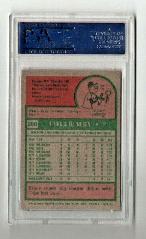  1975 Topps #288 Bruce Ellingsen - ROOKIE card - PSA 8 NM-MT - Cleveland Indians