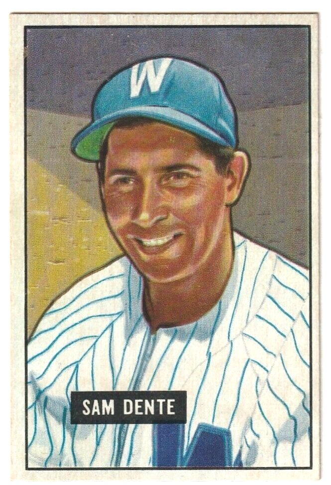 1951 Bowman  -  Sam Dente   -  Washington Senators  #133   EX-NRMT