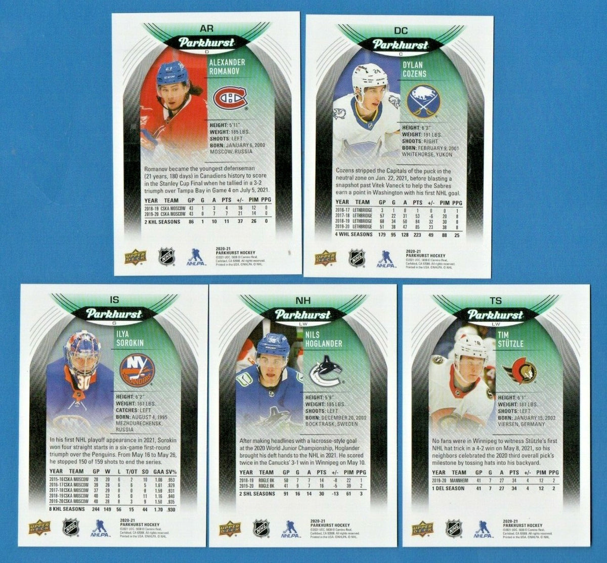 2020-21 UPPER DECK PARKHURST XRC BASE ROOKIE RC COMPLETE SET REDEMPTION  RARE