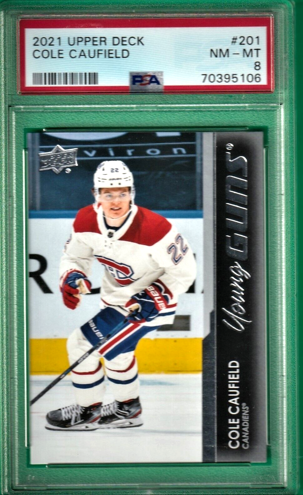 2021 Upper Deck Young Guns - Cole Caufield   -  Montreal  ROOKIE #201  PSA NM-MT