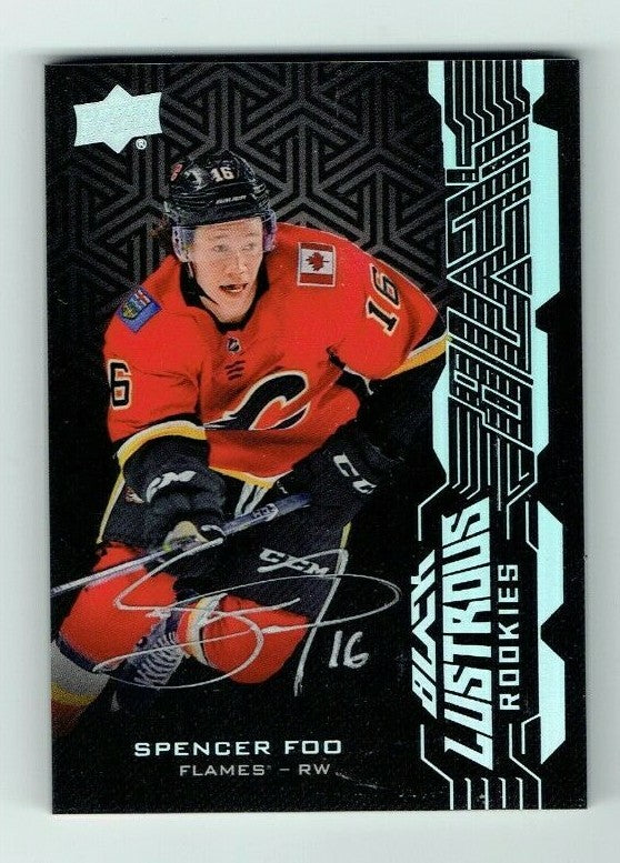 2018-19 UD BLACK LUSTROUS ROOKIES AUTO  --  SPENCER FOO  --  CALGARY FLAMES 