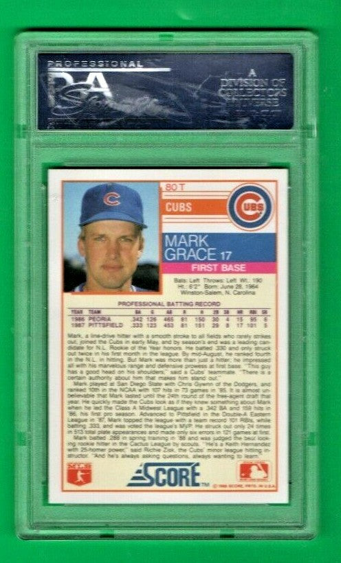 1988 Score Traded GLOSSY  #80T  -  Mark Grace -  PSA GEM MT 10 Chicago Cubs