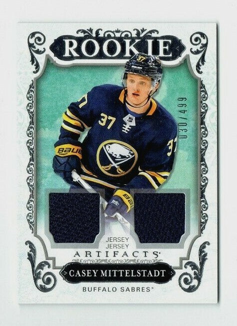2018-19 UD ARTIFACTS CASEY MITTELSTADT DUAL RC JERSEY 030/499 #176 ROOKIE Sabres