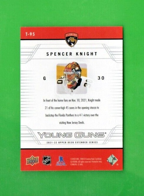 2021-22 Extended Series 06-07 Upper Deck Retro Young Guns #T-95 Spencer Knight