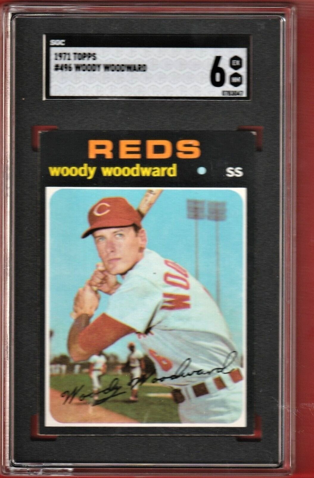 1971 Topps   -    Woody Woodward    #496   -   Cincinnati Reds   -   SGC 6 EX-NM