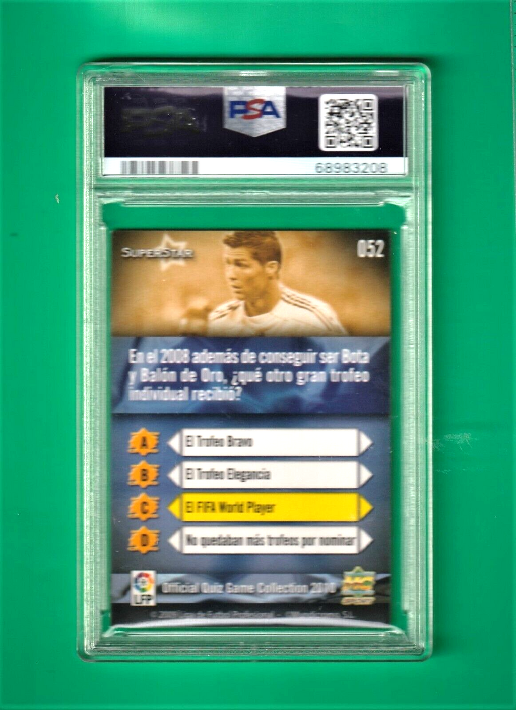 2009 Mundicromo Campeonato Nacional De Liga Quiz  -  Cristiano Ronaldo #52 PSA 7