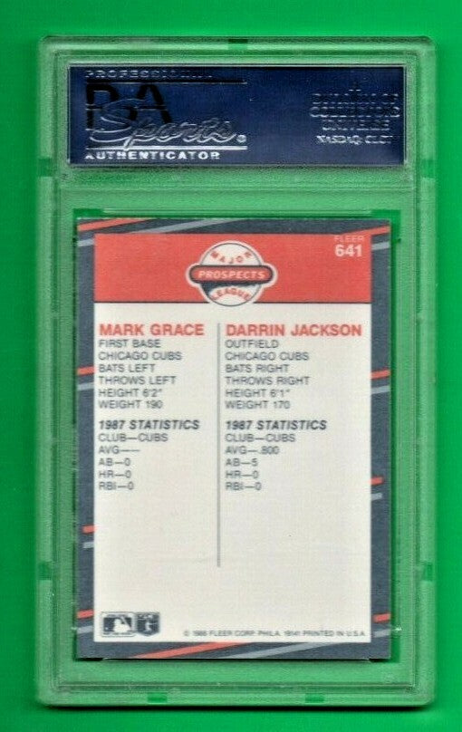 1988 Fleer #641 Mark Grace & Darrin Jackson Rc #2 PSA 10 GEM MINT, Chicago Cubs