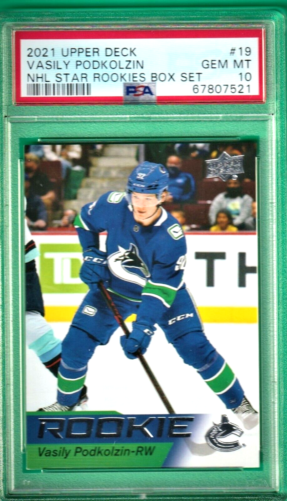 2021 Upper Deck NHL Star Rookies Box Set  Vasily Podkolzin ROOKIE #19 PSA 10 GEM