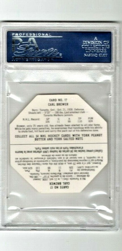 1963 YORK WHITE BACKS #17 CARL BREWER Toronto Maple Leafs  PSA 9 MINT - HIGH END