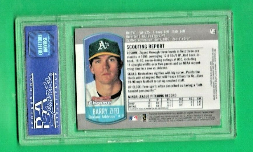 2000 Bowman Chrome Refractor Barry Zito RC #419 PSA MINT 9  Oakland Athletics
