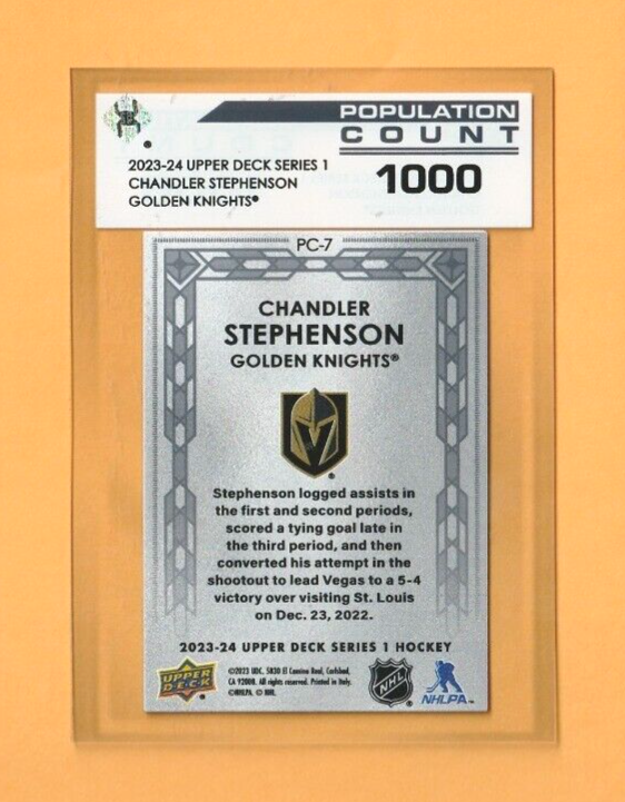 2023-24 Upper Deck Series 1  #PC-7  Chandler Stephenson - Population Count 1000
