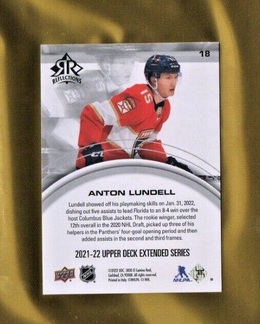 2021-22 Upper Deck  Extended Reflections Anton Lundell #18   -  Florida Panthers
