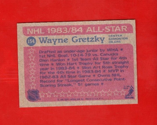 1984-85 Topps Wayne Gretzky All-Star 1st Team #154 Edmonton Oilers