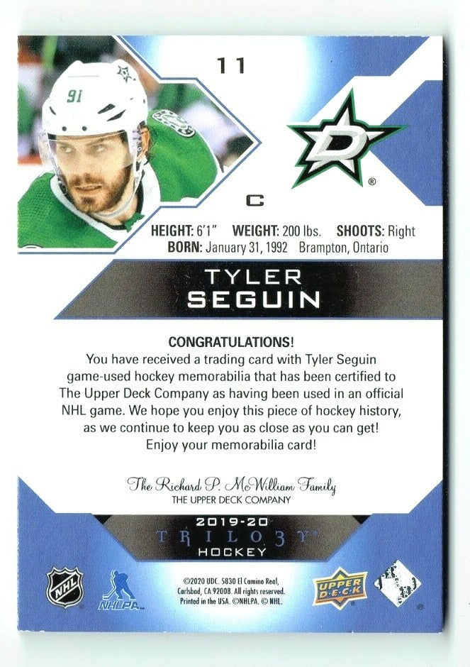 2019-20 Trilogy Blue  Foil Material Relics - 2 COLOR - TYLER SEGUIN #11-- 21/25