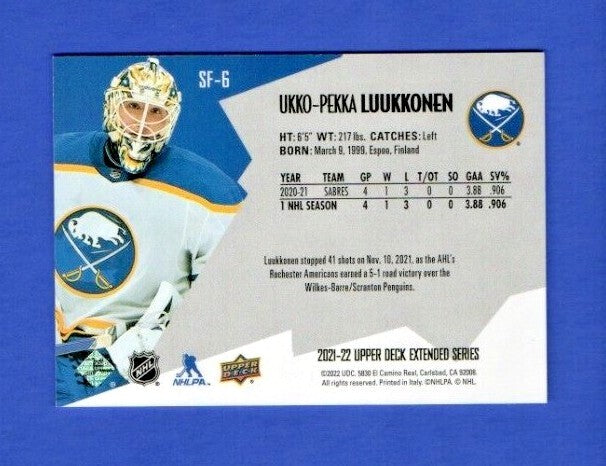 Ukko-Pekka Luukkonen   2021-22 UD Ext. SPxFinite Radiance Sil. #SF-6   0004/2999