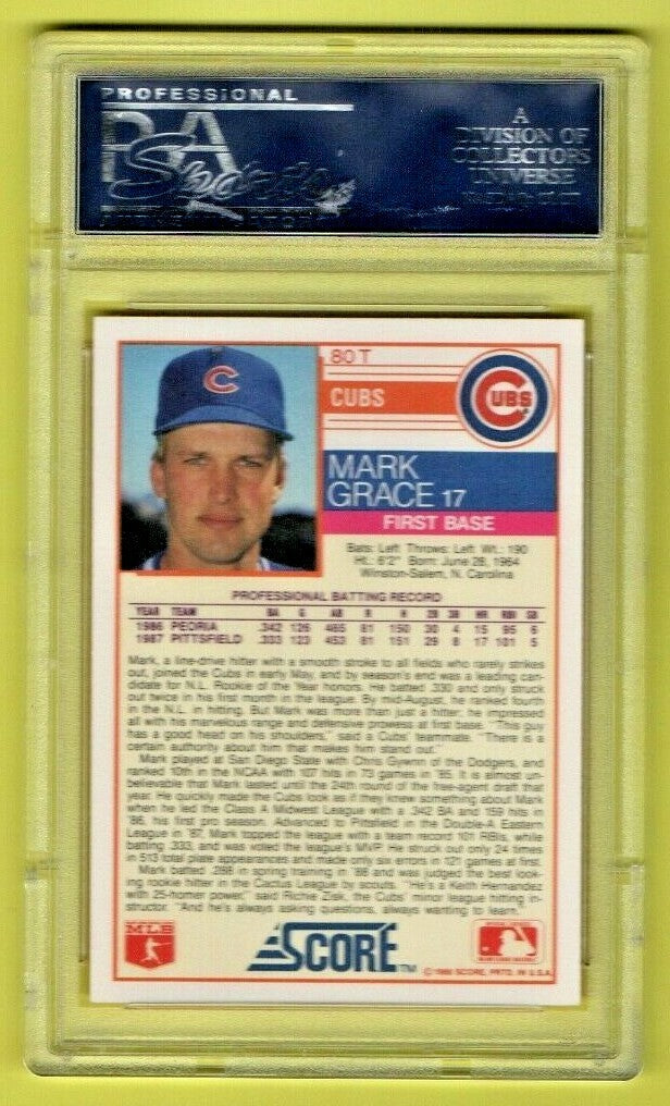 1988 Score Traded #80T - Mark Grace  - PSA  GEM MT 10 - RC Chicago Cubs