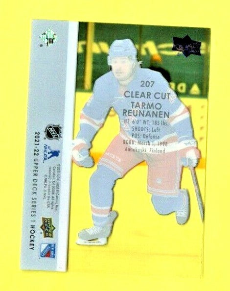 Tarmo Reunanen - 2021-22 Upper Deck Series 1 Young Guns -CLEAR CUT - SSP Rangers