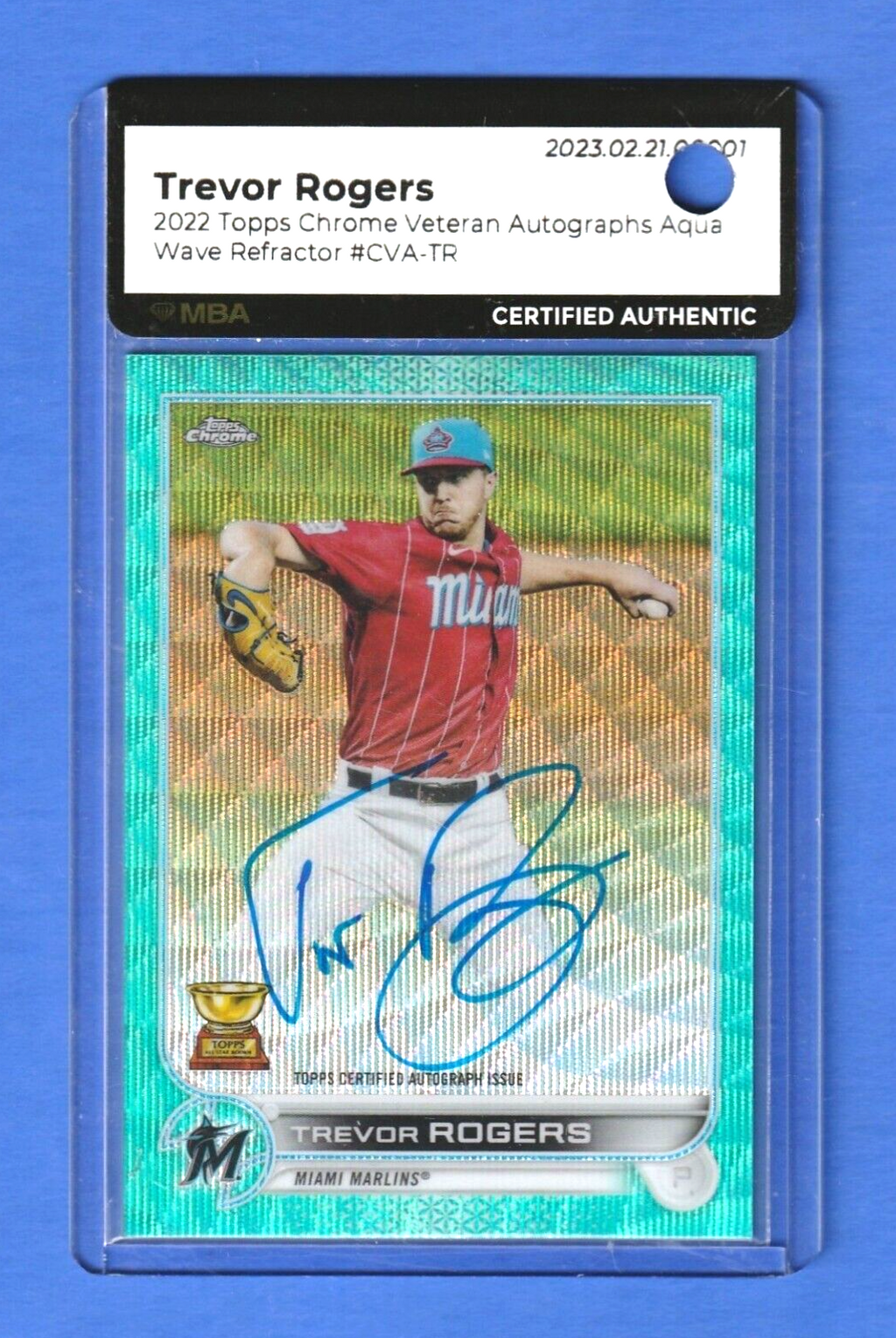 2022 Topps Chrome Aqua Wave Refractor   Trevor Rogers   AUTO /199  MBA AUTHENTIC